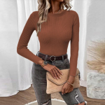 Naiste mood pikkade varrukatega pullover kampsunid &otilde;hukese soonikuga kootud kampsunid s&uuml;gistalv džemprid kampsun S kohv