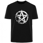 Retro Loov Pentagrammi Prindiga Suvine K&otilde;rgekvaliteediline Meeste 100% Puuvillane Hingav T-s&auml;rk Street Vabaaja Mood Meeste Streetwear S must