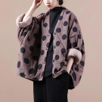 Kevadised naiste t&auml;pilised parkad V-kaelusega nahkhiirevarrukatega soojad mantlid Mitmek&uuml;lgne vabaaja salendav puuvillane jope one size punane