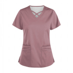 Naiste moodsad V-kaelusega l&uuml;hikeste varrukatega t&ouml;&ouml;riided, n&ouml;&ouml;ride ja taskutega, &uuml;hev&auml;rvilised topid ja kaitseriided L sinine