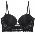 Seljata rinnahoidja N&auml;htamatu bralette pitsist pulmarinnahoidjad madala seljaga aluspesu Push Up rinnahoidja naiste &otilde;mblusteta pesu Seksikas korsett BH 32B must