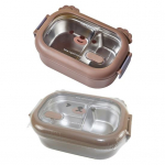 Laste Bento Box korduvkasutatav toidukvaliteediga suure mahutavusega sahtliga karp veega t&auml;idetav termiline roostevabast terasest isoleeritud toidukarp kodukontori l&otilde;unas&ouml;&ouml;gikarp 950ml pruun