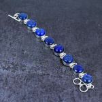 Looduslik lapis lazuli v&auml;&auml;riskivi k&auml;sitsi valmistatud 925 sterlingh&otilde;be k&auml;ev&otilde;ru 7-8 k5W73