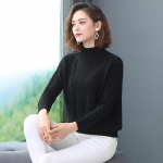 Ka&scaron;miirkampsunid Mood S&uuml;gis Talv Soe Villane Pehme Pikkade Varrukatega Kampsun Džemprid Naistele Paks Lahtine Elastsus Kilpkaelusega Pullovers Kootud Top M must