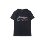 Li Ning Gradient Logo Tr&uuml;kiga &Uuml;mmarguse Kaelusega L&uuml;hikeste Varrukatega T-s&auml;rk Naiste Topid Must AHSR548-2 L black
