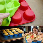Silikoonist Muffin Cupcake ahjupann Kodu K&ouml;&ouml;k Kummist alused Vormid oranž