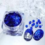 Blue series mixed bright PET scallion powder sheet nail decoration accessories DIY nail art design materials