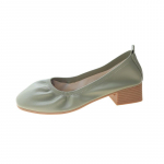 Moodsad mokassiinid rohelised tavalisest nahast vabaaja ruudukujuliste kontsadega kontorijalatsid naistele 2024 naiste suvised jalatsid keskmise puhkusega Y2k 35