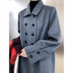 Talvine uus retro naiste pikk villane mantel. S