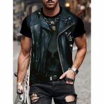 Fake Vest Jope muster Prindi T-s&auml;rgid meestele 3D Uudsus Suvine Hip Hop Trend Top Mood Oversized Cool Street Meester&otilde;ivad 2XL