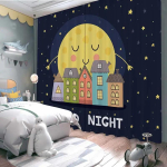Multikas Suure Varjutusega Kardin Laste Tuba Poisi Magamistuba Astronaut Uus Bay Window P&auml;ikesekaitse Blackout Helisummutav Kardin 2tk W70 X H215cm X 2&HOOK