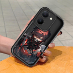 Pehme silikoonist ruudukujulise redeli mustriga telefoni&uuml;mbris, t&auml;ielikult kattev, kaamera p&otilde;rutuskindel kaitse, kummist &uuml;mbris Vivole Vivo Y17S tumepunast v&auml;rvi