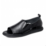 Suvised meeste sandaalid ehtsast nahast &otilde;ues kasutatavad rannasandaalid hingavad kingad meestele k&auml;sitsi valmistatud avatud varbaga Rooma sandaalid sussid 6 must