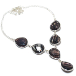 Dicoric Glass Handmade 925 Sterling Silver Jewelry Necklace 18 z0r41
