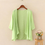 Tugevast puuvillasest kanepist kardiganid, naiste suvised vabaaja pikkade varrukatega pluusid, naiste &otilde;hukesed tuunikatopid, kimono keeb One Size valge