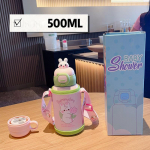 Kahe kaanega m&auml;nguasja termoskruus roostevabast terasest lekkekindel &otilde;lgedest vaakumkolb laste multifilmi termoveepudel 500ml