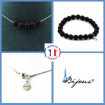 Pierres et Min&eacute;raux. Parure bijoux Bracelet Collier 5 perles Onyx noir mat 8 mm. Chaine en Taille personnalisable.