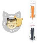 Kit pour biscuit en relief Chat + 2 Stylos au chocolat orange et noir