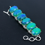 Austraalia Triplettopaal V&auml;&auml;riskivi K&auml;sitsi valmistatud 925 Sterling H&otilde;be K&auml;ev&otilde;ru, Austraalia Triplettopaal K&auml;ev&otilde;ru Naisele, Unisex K&auml;ev&otilde;ru Isadep&auml;eva Kingitused 8" roheline