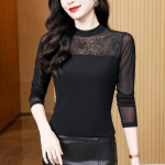 Uus Talvine Slim ja Mitmek&uuml;lgne Poolk&otilde;rge Kaelusega &Uuml;hev&auml;rviline Triikitud Teemant Pikkade Varrukatega V&otilde;rk Aluss&auml;rk Naiste T-s&auml;rk Topp 3XL