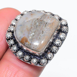 Natural Tube Agate Gemstone 925 Sterling Silver Jewelry Ring Size 6.5 n7z63