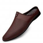 Luksusbr&auml;nd Meeste sussid Ehtne nahk Poolkingad Vabaajajalatsid Kvaliteetsed Slip-on Loaferid Hingavad Suvised Perforeeritud Kingad 37 pruun