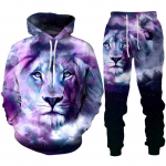 Personality Lion 3D Printiga kapuuts/spordidress Meeste lahedad kapuutsiga dressipluusid+p&uuml;ksid Jooksukost&uuml;&uuml;m Hip Hop Meeste t&auml;navar&otilde;ivaste r&otilde;ivakomplekt M