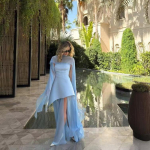 LYRIA Moodne paelaga &otilde;lapaelteta kleit Naiselik elegantne &uuml;hev&auml;rviline varrukateta v&otilde;rk Ranna puhkus Pikk kleit Kevad Uus Naiste kleit M sinine