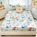 Puhast puuvillast multifilmimustriga voodilina madratsikaitsega lastele 135x200cm fitted sheet + 1 pillowcase