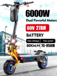 EL-sertifitseeritud YUME X11+ Elektriroller 6000W Kahemootoriga, 60V 27Ah30Ah Aku, 11-tollised Rehvid, Tippkiirus 95km/h, S&otilde;iduulatus 100Km.