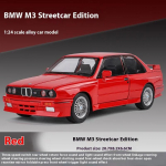 1:24 BMW M3 1988 T&auml;navas&otilde;iduauto Diecast Sulamist Metallist Mudelauto 3 K&auml;iku Tagasit&otilde;mbamine Juhtimine Kollektsioon Hobi Kaunistus Ehted Poisid Lapsed Kingitus