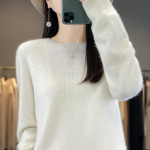 Naiste ka&scaron;miirkampsun Qinghe ka&scaron;miir 30% ka&scaron;miir 70% vill s&uuml;gis-talvine pullover soe ja moekas L soe valge v&auml;rv