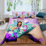 3D-prinditud tekikott padjap&uuml;&uuml;r voodipesukomplekt Twin Full King lastele t&auml;iskasvanutele magamistuba Gabbys nukumaja US Twin(172x218cm)