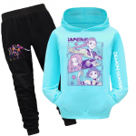 Laste kapuutsiga top ja p&uuml;ksid kahest osast koosnev dressipluusikomplekt pikkade varrukatega tr&uuml;kiga dressipluusikomplekt 150