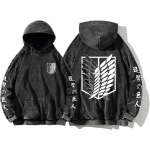 Attack on Titan Manga Huppar Harajuku Dressipluus Meeste Naiste Pikkade Varrukatega Streetwear R&otilde;ivad Vintage Pesitud Puuvillane Huppariga Pullover M must