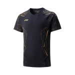 Li Ning Sulgpalli Seeria Kiiresti Kuivav Jahedas V-kaelusega Spordi L&uuml;hikeste Varrukatega T-s&auml;rk Unisex Topid Must AAYV019-1 S