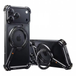 Oatsbasf Telefoni&uuml;mbris iPhone 17 Pro/Pro Max/17 Air 16 15 14 13 Pro Max jaoks 360&deg; p&ouml;&ouml;ratava alusega, metallist raamita, Magsafe kaitsev, p&otilde;rutuskindel iPhone 17 Pro must