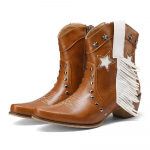 Fringega Cowboy Ankle Boots L&auml;&auml;ne Naistele Punakaspruun V&auml;&auml;ristatud Terav Nina K&otilde;rge Kontsaga Vintage Cowgirl Neet T&auml;ht T&otilde;mblukk L&uuml;hikesed Saapad 34 pruun