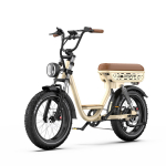 W77 beige 500W motor power 48V18AH battery 20 * 4.0 tires 7-speed hydraulic brake maximum speed 40KM/H urban road electric bicycle kollane