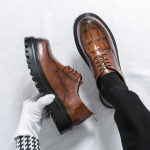 Moodsad meeste nahast kingad Moodsad Oxfordid Slip-on Paks tald Meestele Derby kingad Vabaaja Loaferid Meeste &Uuml;marneeriga Formaalne T&ouml;&ouml;kingad 38