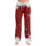 Adult fashionable loose Christmas printed casual pants, loungewear, sleep pants XL arbuusipunane v&auml;rv