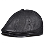 Ehtne nahast lambanahast newsboy m&uuml;ts meestele: Stiilne S&uuml;gis/Talvine Baret L (55-56cm) Adjustable must