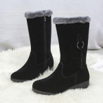 Naiste paksendatud libisemiskindlad poolpikkusega lumesaapad - Soe fliisvooder, mitmek&uuml;lgne moodne puuvill, must 35 must