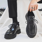 Must &Uuml;mara Varba Meeste Vabaajajalatsid Brogue Nahast Kingad Meestele Kontori K&otilde;rgust Suurendavad Retro Elegantne T&auml;iskasvanud Klassikaline Originaal 40 black
