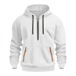 Men's fleece hooded casual long sleeved sweatshirt L valge