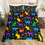 V&auml;rviline kassiga tekikottide komplekt, kuninganna suurus, abstraktse kunstiga kassiga voodipesukomplektid, armas kassiga teki kate komplekt t&uuml;drukutele poistele, tekkikate 70x133cm blue