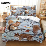 3D orava voodipesukomplekt Kuninganna voodi Tekikoti komplekt Voodipesukomplekt Voodikate Puuvillane Kuninganna magamistoa voodikate 70x133cm