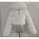 VAYLA S&uuml;gisene Kohev L&uuml;hike Kunstkarusnahast Mantlid Joped Naistele Kohev &Uuml;likond Kapuutsiga Sirge L&uuml;hike Talvine Karusnahkjakk Moodne Streetwear Uus XXXL valge