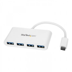 Hub USB-C Startech - 4 ports USB 3.0 - USB-C vers 4x USB-A - Aliment&eacute; par bus - Blanc