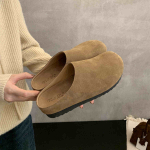 Moodsad Uued Nahast Moodsad Naiste Suede Slip-On Muulad Klounid Korgist Taldadega Sandaalid Kaaretoega V&auml;litingimustes Rannasussid Kodusussid 35 pruun
